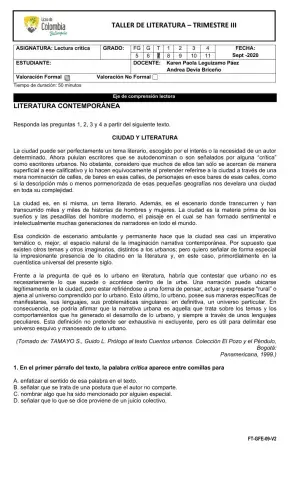 Literatura contemporánea III