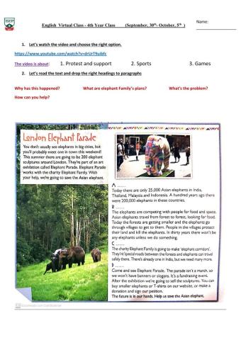 4th year- Protest and support vocabulary- Going to