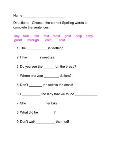 Spelling sentences