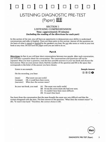 Listening Diagnostic TOEFL Pre-Test