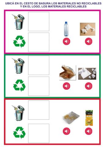 Reciclables y no reciclables