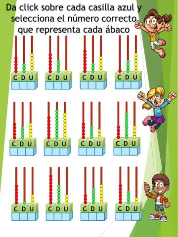 Ábaco de unidad decena y centena