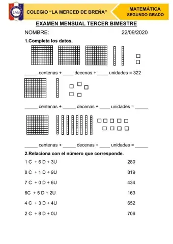 Examen matematica 2do