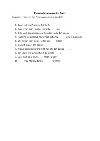 Personalpronomen Dativ