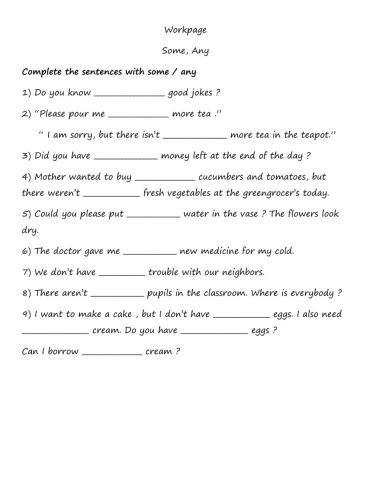 Quantifiers some and any