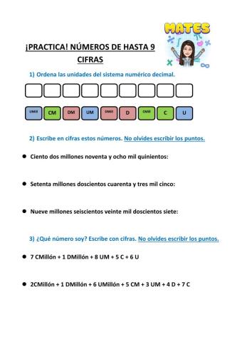 Números de hasta 9 cifras