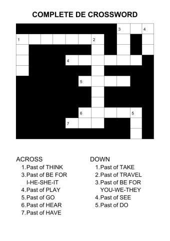 Past simple crossword