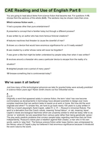 Cae reading part 8 test 1