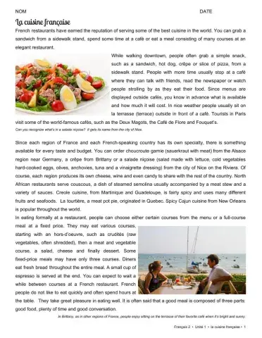 La cuisine française  •  CULTURE LESSON