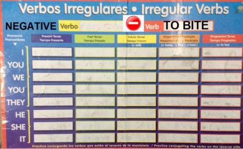 Verb to bite negative