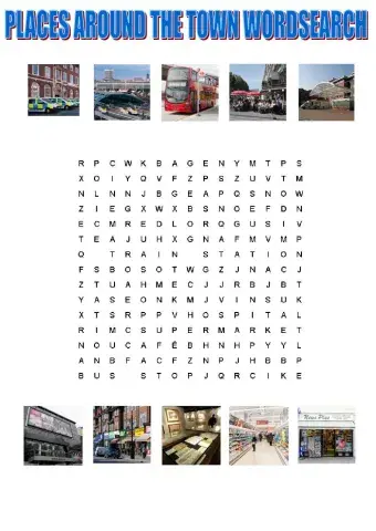 Wordsearch places around the town tiger team 4 macmillan