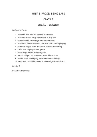 -Being safe- 8th Eng Unit 5