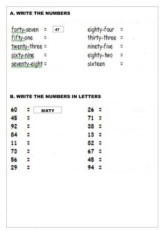 Write the numbers