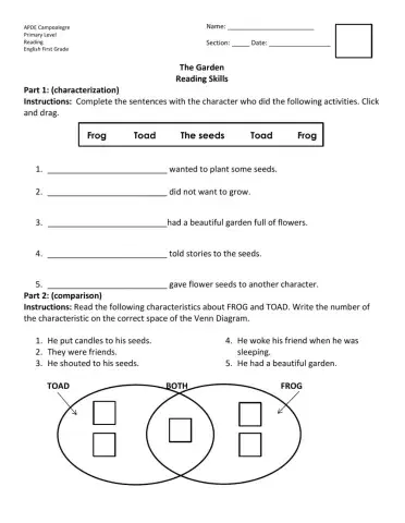 Reading skills -The Garden-