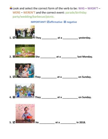 Unit 4 - Verb to be in the past