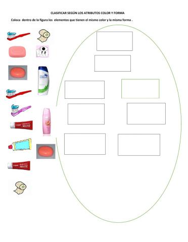 Clasificación de los útiles de aseo forma y color
