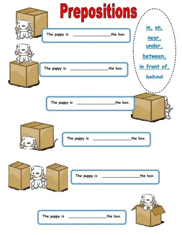 Grade 1 - Preposition worksheet - 2