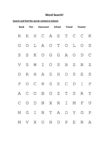 Word Search: School