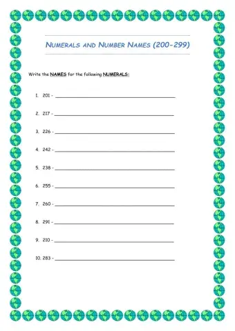 Numbers and Numerals 200-299
