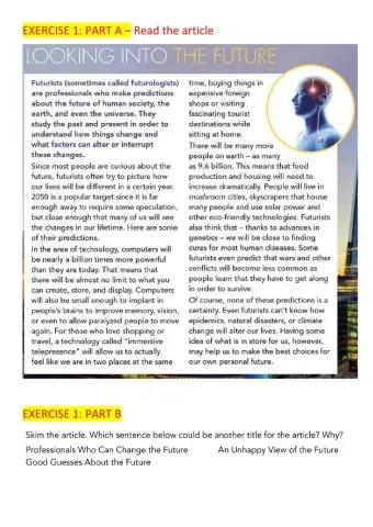 Reading - Looking into the future