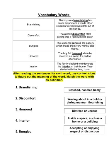 Grade 5 context clues lesson 2