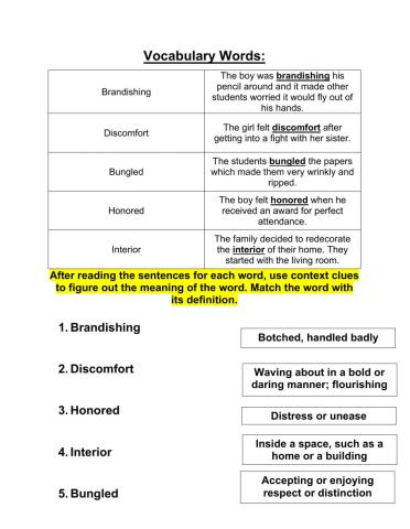 Grade 5 context clues lesson 2