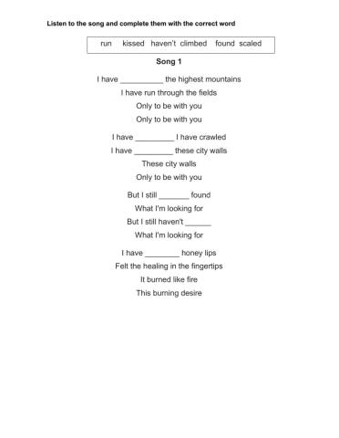 Present perfect songs