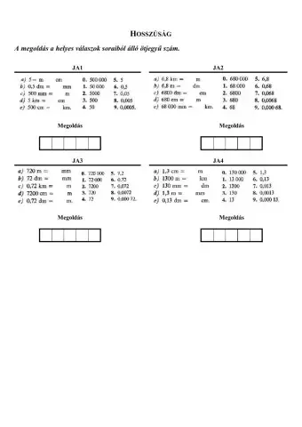 Hosszúság váltások