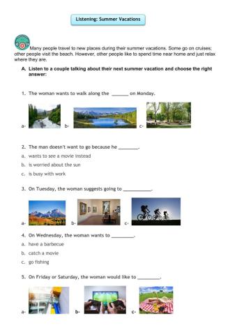 Listening: Summer vacation