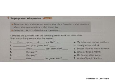 Simple present Wh-questions II