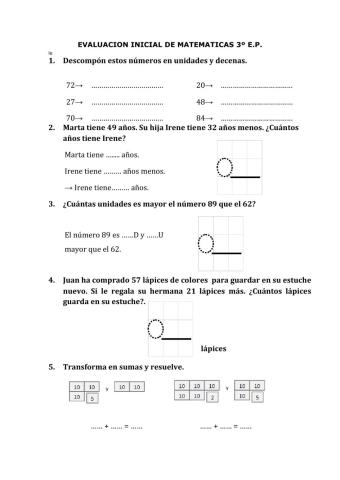 Evaluacion inicial matematicas 3º