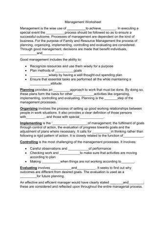 Management worksheet