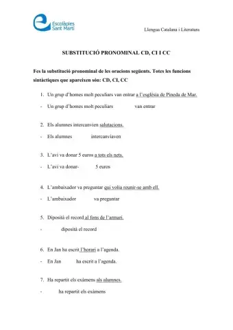 Substitució pronominal CD, CI, CC