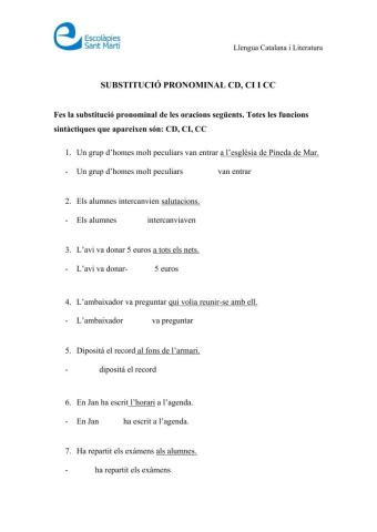Substitució pronominal CD, CI, CC