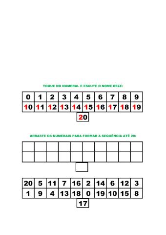 Numerais de 0 até 20