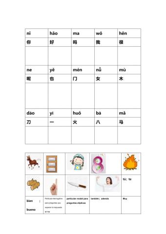 caracteres chinos de la leccion1
