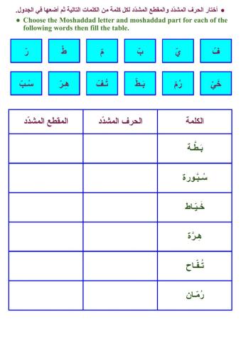 الحرف والمقطع المشدد