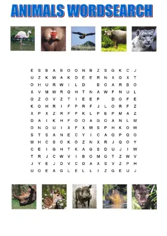 Wordsearch animals tiger team macmillasn