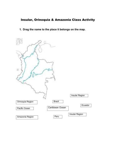 Insular, Orinoquia & Amazonia Region Class Activity
