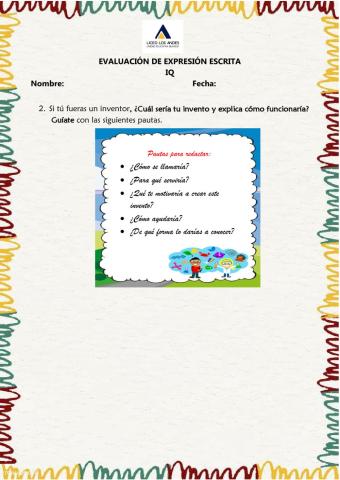 Evaluación de Expresión Escrita Para Grupo 1