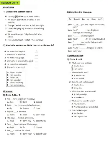 Revision unit 5 - Today 1