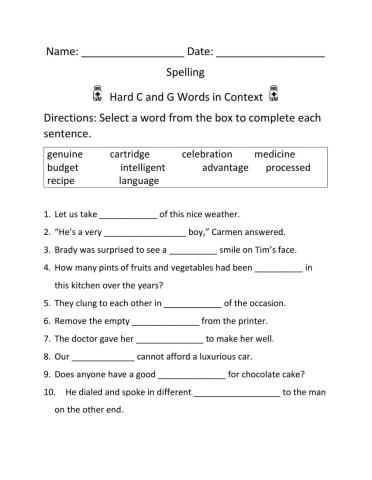 Hard and Soft C and G words