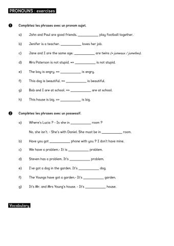 Pronouns : exercises