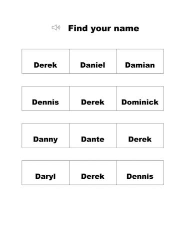Find your name (Derek)