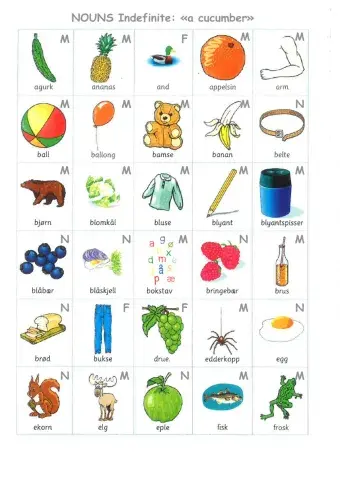 Bildeordliste 1 Substantiv ubestemt