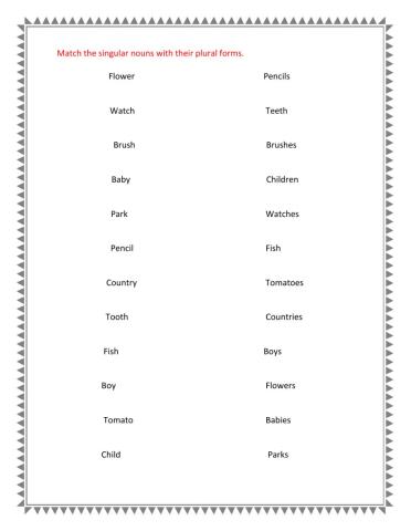 Singular and plural nouns