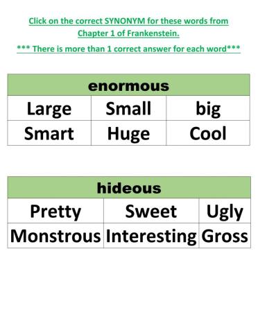 Frankenstein ch 1 vocab