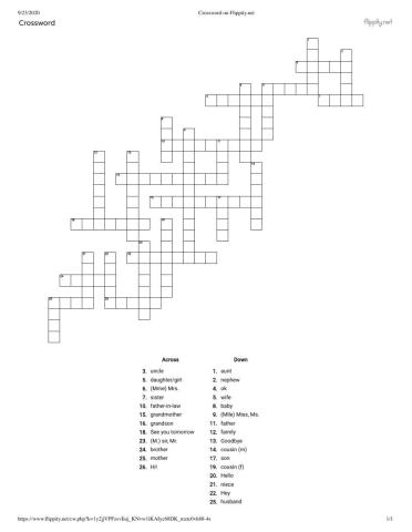 La Famille Crossword puzzle