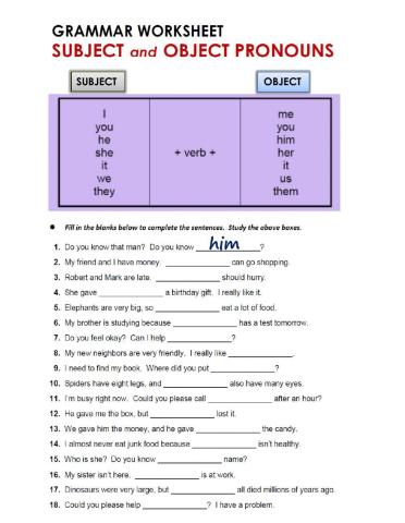 Object pronouns