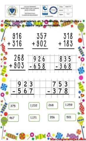 Sumas y restas de tres digitos